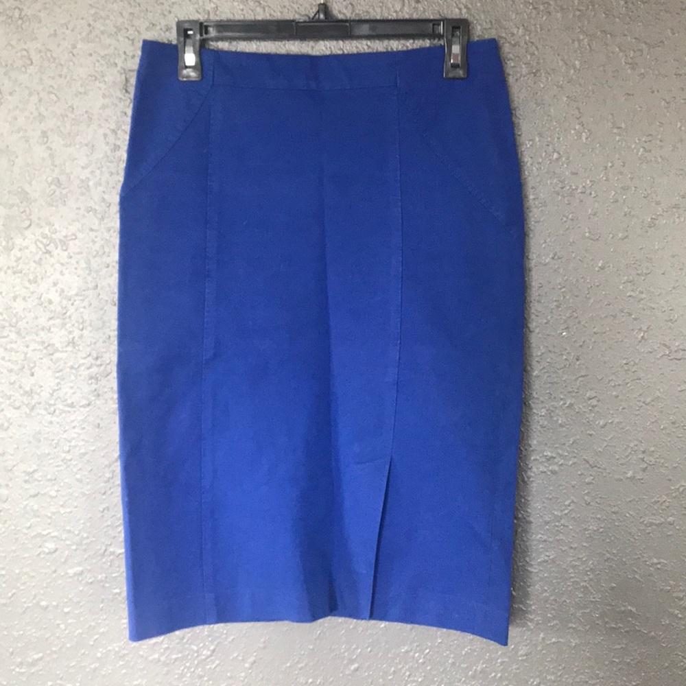 Blue pencil skirt no-stretch TALL
